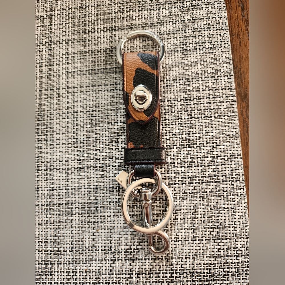 Leopard Coach trigger snap keychain